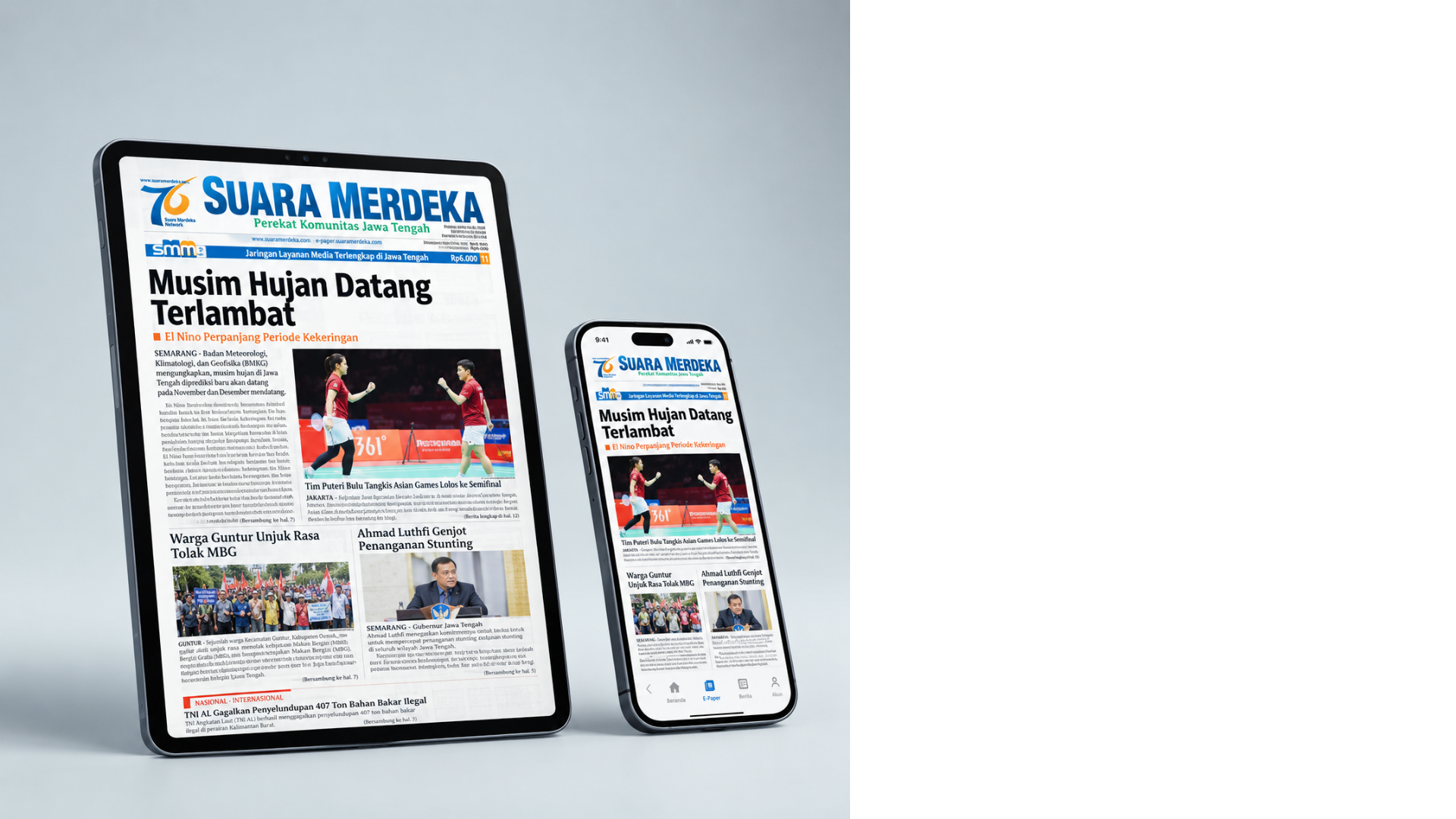 Tampilan E-Paper di tablet dan smartphone